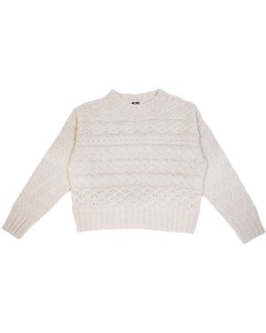 Gigi Knitwear Neutrals Cable Crewneck Cotton Jumper - White