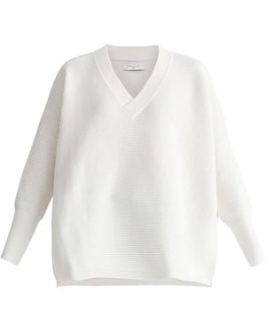 Paisie V-Neck Ribbed Jumper - White