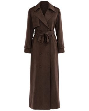 Date Boutique Marais Suede Trench Coat - Brown