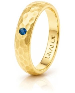 Unaloe Plated Band Ring With Natural Sapphire - Metallic