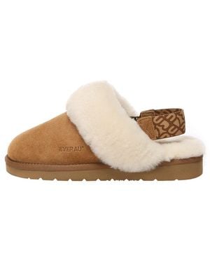 EverAu Australia Pelican Removable Strap Slingback Slippers - Natural