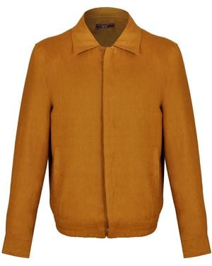 DAVID WEJ Hugo Linen Aviator Jacket - Brown