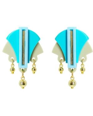 Gissa Bicalho Handmade Acrylic Earring Oca - Blue