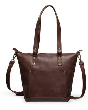 Hides Leather Co. Handmade Large Leather Tote Shoulder Bag - Brown