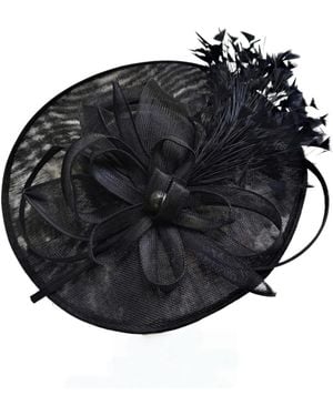 Cy Boutique Statement Fascinator Hat With Feather Detail - Black