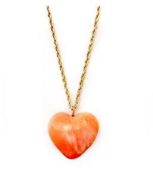 Persia Dona Jewelry Puffy Heart Pendant Necklace - Orange