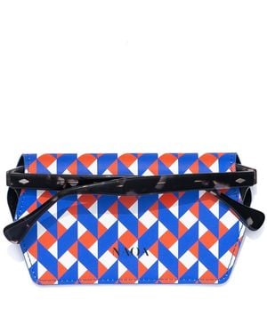 Naoa Slim Glasses Case Weave Print - Blue