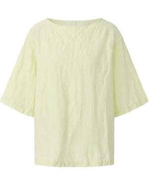 FRONT ROW SHOP Crinkled Gauze Top Pale Lime - Yellow