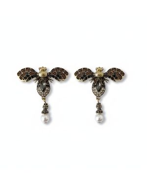 By Virgo Sacred Wing Earrings - Black