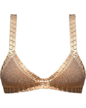 Luxsea Swimwear Ariana Lurex Crochet Triangle Bikini Top - Natural