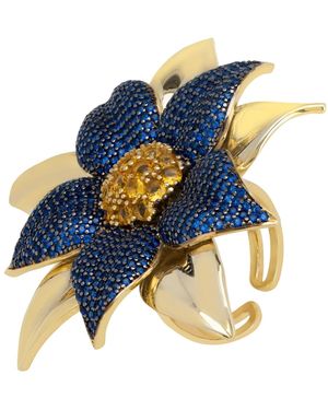 LÁTELITA London Marguerite Daisy Flower Cocktail Ring Sapphire - Blue