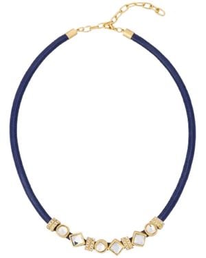 Saachi Bling Charm Leather Necklace - Metallic