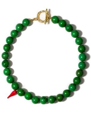 Kybele Studio Napoli Heat Necklace With Chrysoprase & Glass Chili Pepper - Green