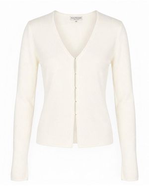 Anse Victorin Letizia Silk Cashmere Cardigan Cream - White