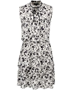 Smart and Joy Short Dress With Ruffles And Floral Print - Black