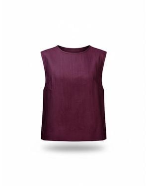 Stovaria Wine Handwoven Cotton Silk Structured Sleeveless Top - Purple