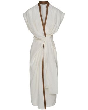 The Summer Edit Kaia Luxe Linen Wrap Dress - Grey