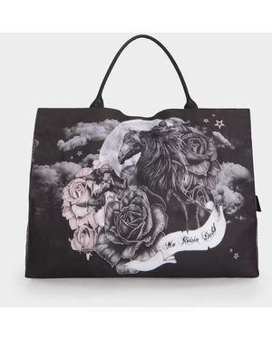 Éadach by Sara O'neill Róisín Dubh Cotton & Leather Tote Bag - Metallic