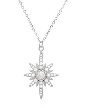 Luna Charles Heidi North Star Birthstone Necklace April - Metallic