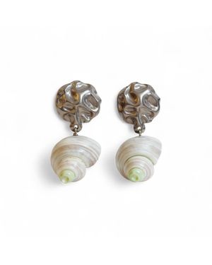 Martina Rozenberg Smira Jewelry Neutrals Shell Statement Earrings - Metallic