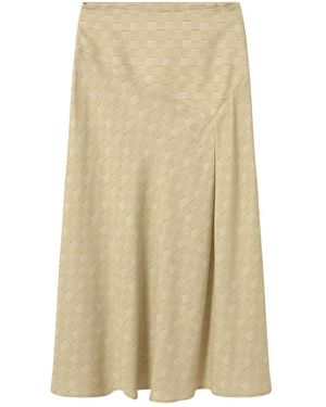 Thinking Mu Chequered Tori Long Skirt - Natural