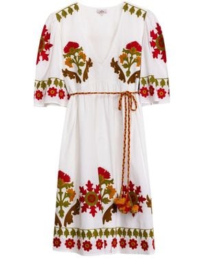 Niza Short Boho Dress Penelope - White
