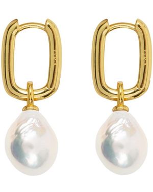 Ora Pearls Aetia Baroque Pearl Hoop Earrings - Metallic