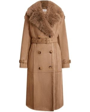James Lakeland Neutrals Taupe Faux Fur Suede Coat - Natural