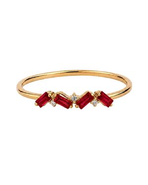 Belinda Jewelz Ruby Full Baguette Birthstone Ring - Pink