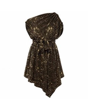 Stuart Trevor Pirate Dress – & Sequin Velvet Knit - Brown