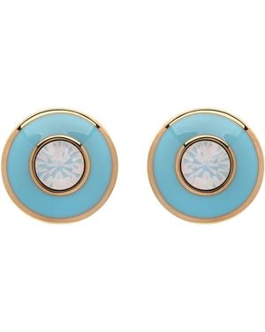 Emma Holland Jewellery Aqua & Opal Crystal Disc Clip Earrings - Blue