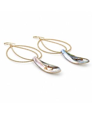 Adha Zelma Nek'Soo Drift Abalone Shell Statement Earrings - Metallic
