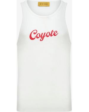 Je Te Veux Coyote Print Tank Top - White