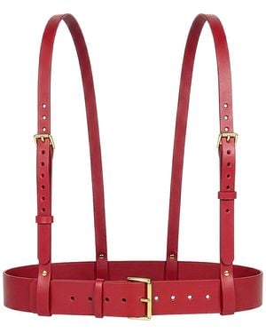 Haute Cuir Leather Suspender Harness - Red