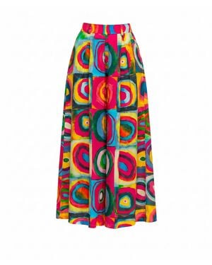 Tantra Spain Sl Multicoloured Printed Pleated Trousers With Pockets Fucsia