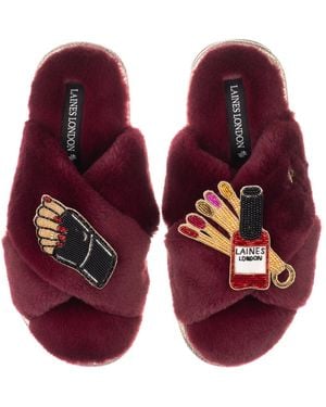 Laines London Classic Laines Slippers With Nail Tech Brooches - Purple