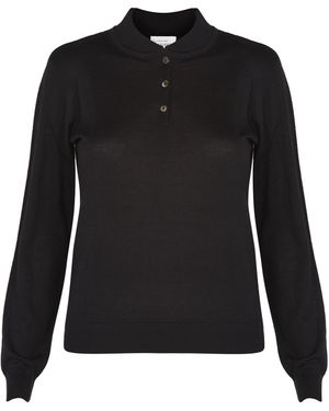 Justlove Cashmere/Silk Top Buttons - Black