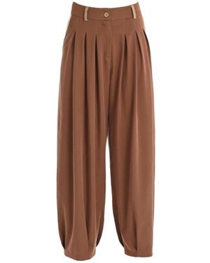 Lalipop Design Neutrals Tencel Blend Relaxed Wide-Leg Trousers - Brown