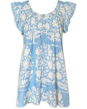 Pick Happy Ruffle Sleeve Mini Cotton Dress Babyblue
