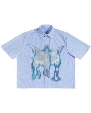 Works of Madness Messiah Boxy Button Up - Blue