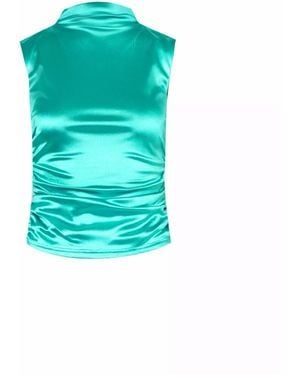 Amy Lynn Elvis Aqua Disco High Neck Top - Blue