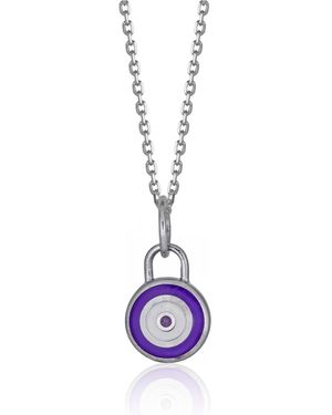 Cartography The Vigelante: Evil Eye Enameled Talisman Of Protection Necklace - Purple
