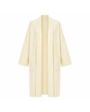 Yumi' Ivory Knitted Maxi Cardigan With Pockets - Natural