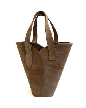 Tarea Studio Oh Lala Tote Suede Leather Bag - Brown