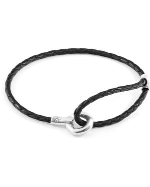 Anchor and Crew Coal Blake & Braided Leather Bracelet - Brown