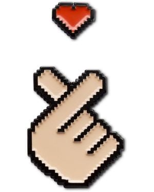Make Heads Turn Neutrals Enamel Pin Finger Heart - Black