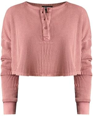 Known Supply Cris Waffle Knit Top - Pink