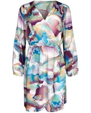 Oh!Zuza Echo Lightweight Mini Wrap Dress With Pockets – Abstract Print - Blue
