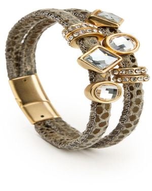Saachi Bling Charm Leather Scale Bracelet - Metallic