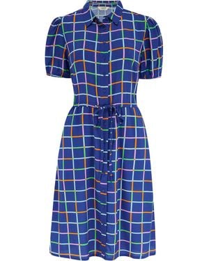 Sugarhill Salma Mini Shirt Dress, Matchstick Check - Blue